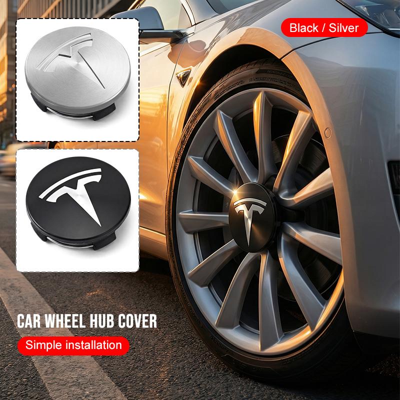 VCZRW1 4PCS 56MM Car Emblem Wheel Center Hub Cap Covers Auto Rim Cover For Tesla Model 3 / Y 2022 2021 Center Console Containersr