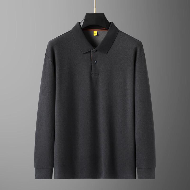 Dibinze Men's Business Casual Plus Size Long Sleeve Polo Shirt