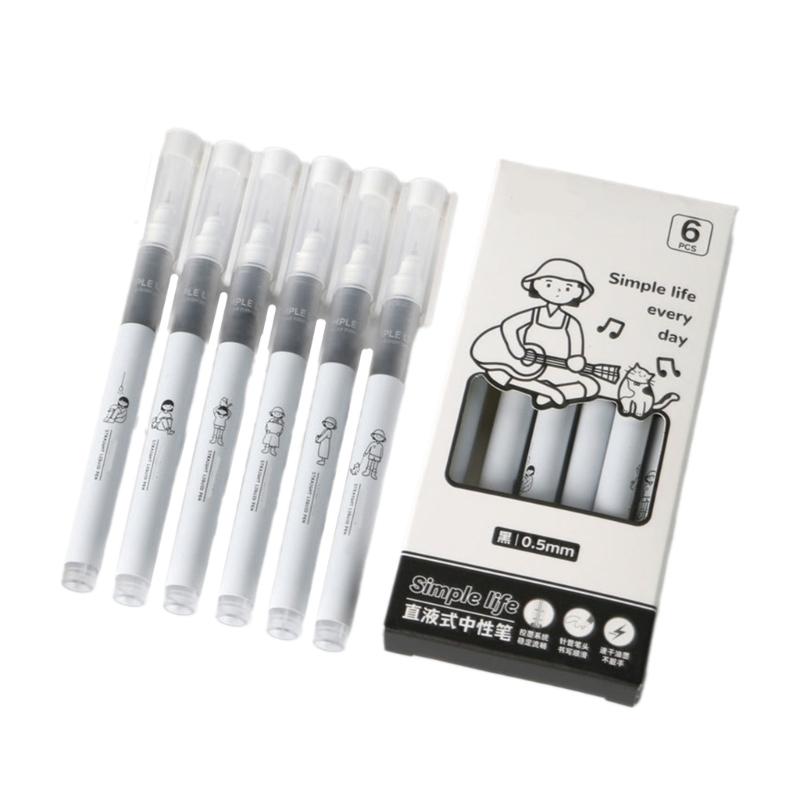 6 Pcs 0.5mm Gel Ink Pen Neutral Pen Black Ink Gel Pen Signing Pen Gel Pen Straight Liquid Pen for Journaling Writing