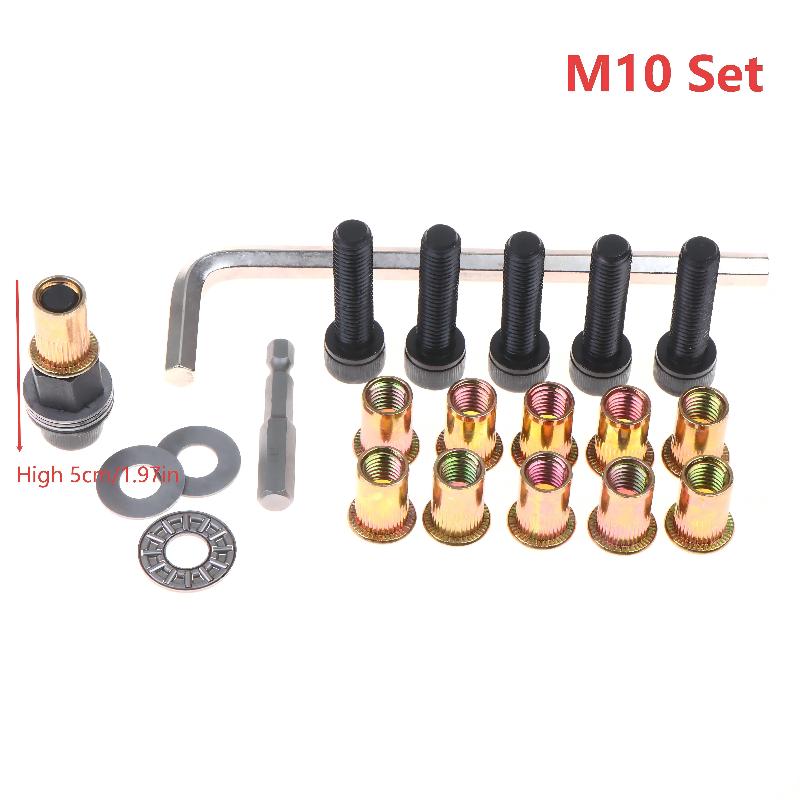Rivet Nut Tool Kit with Mandrel M3 M4 M5 M6 M8 M10 M12 Threaded Insert Nutsert Set Assorted Sizes for Furniture Fixing Plumbing