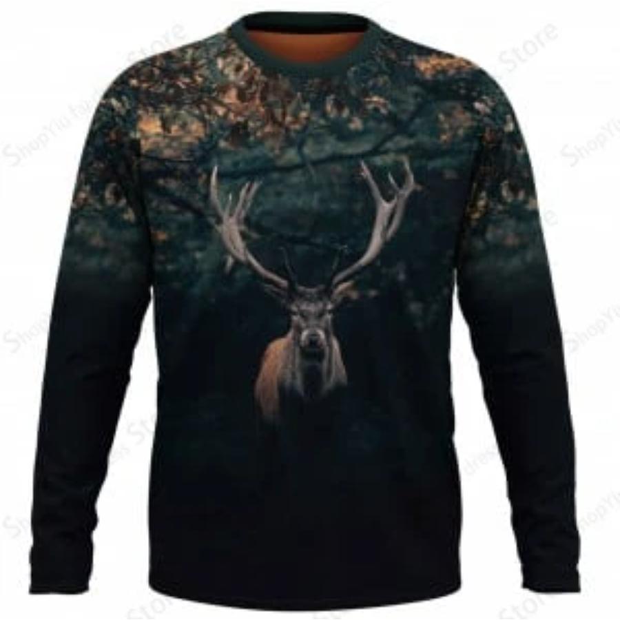 Bear Pig Hunting Animal 3d Print Long Sleeve T-shirt Men Women Fashion Tshirt Camo Camouflage Tops Tees Outdoor Sportwear Tshirt