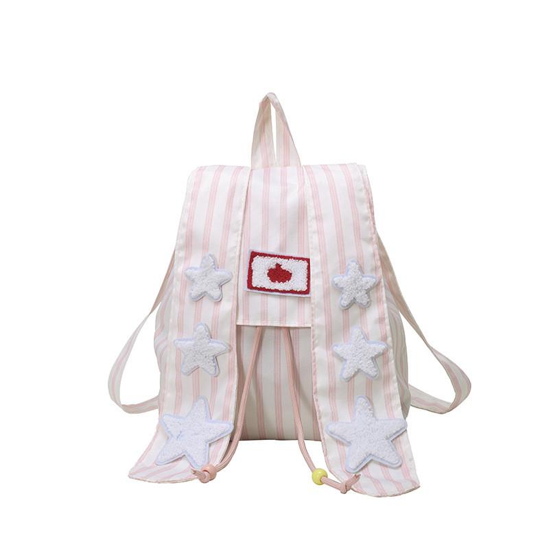 Soft Girl Bunny Ear Backpack With Striped Pattern For Daily Use And Student Commute