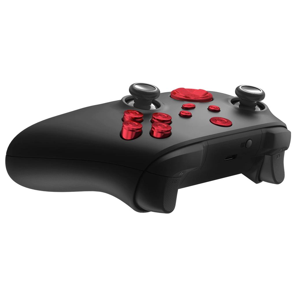 eXtremeRate Metal Red Buttons for Xbox Core Wireless Custom Accessory Kit for Xbox Series X S Aluminum Alloy ABXY and Home Key Replacement Parts