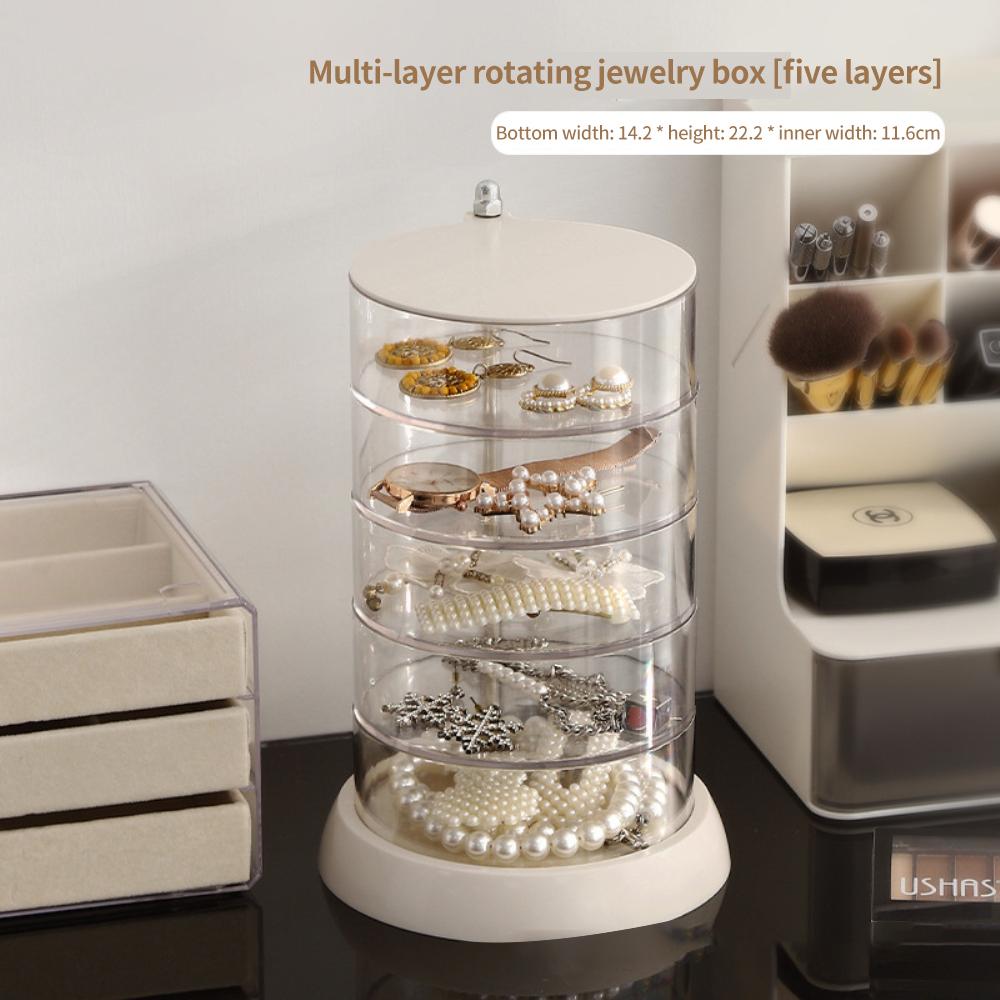 

Коробка для хранения ювелирных изделий Органайзер для косметики Стойка для хранения Браслет Серьги Часы Вращающаяся пластиковая коробка для хранения Дисплей Стойка