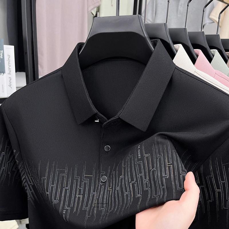 

Мужская рубашка поло с лацканами, повседневная мужская рубашка с коротким рукавом и принтом, в горошек 4XL