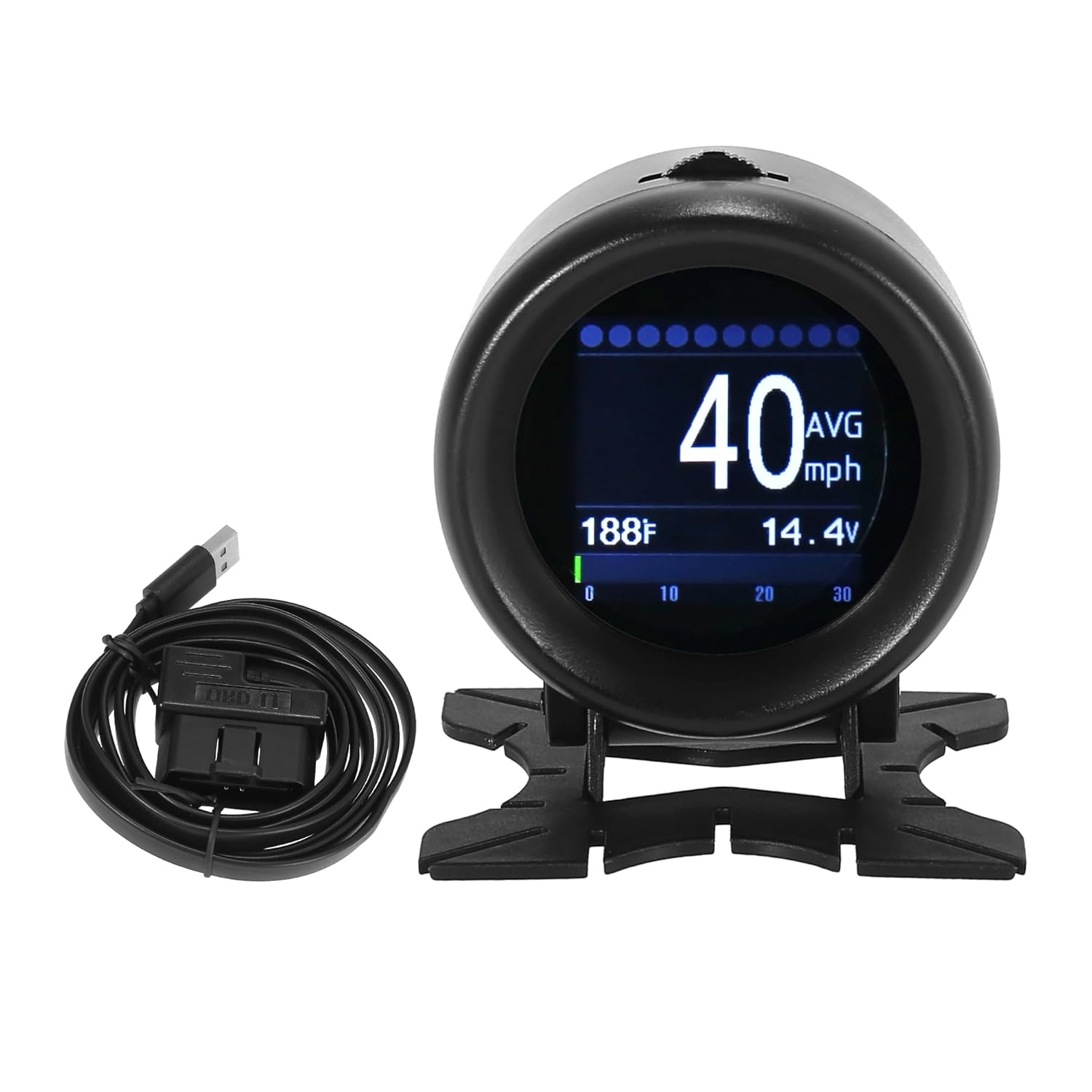 

OBDII HUD Multi-Function Digital Gauge/Outside KMH MPH Digital Speedometer Oil Temperature Gauge Battery Voltage Tester Scanner for 12V OBDII SUV