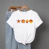 Women's Casual Minimalist Starfish and Shell Pattern Crew Neck Short Sleeve T Shirt Summer Korean Style Tops Tshirt Clothes