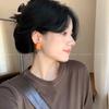 Retro Brown Wooden Stud Earrings – Niche High-End Autumn Jewelry for Women