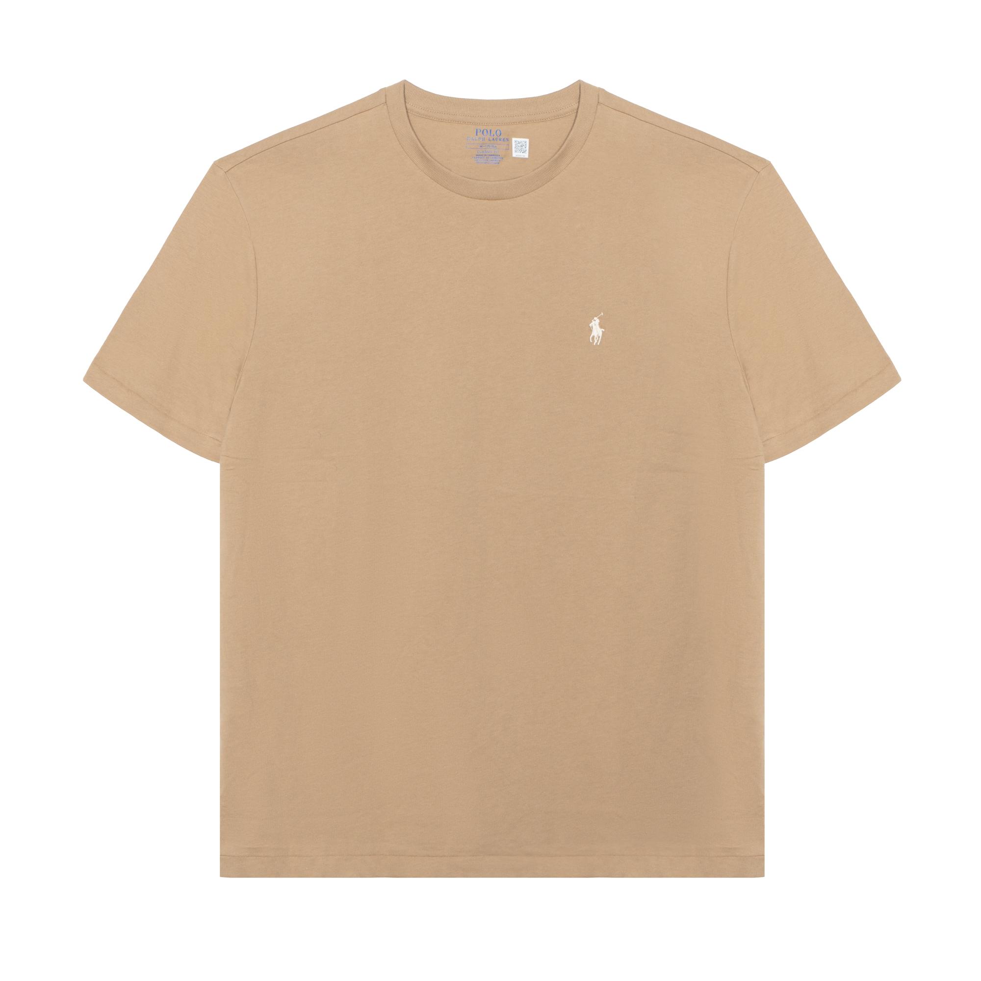 

Polo Ralph Lauren FW23 однотонная футболка с вышитым маленьким пони, круглым вырезом и коротким рукавом, мужская футболка цвета хаки 710671426-241 S