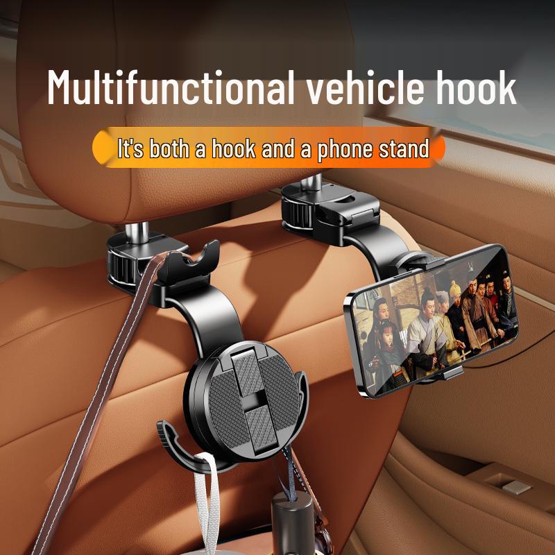 Car Rear Seat Phone Holder & Headrest Hook - Watch TV On-the-Go