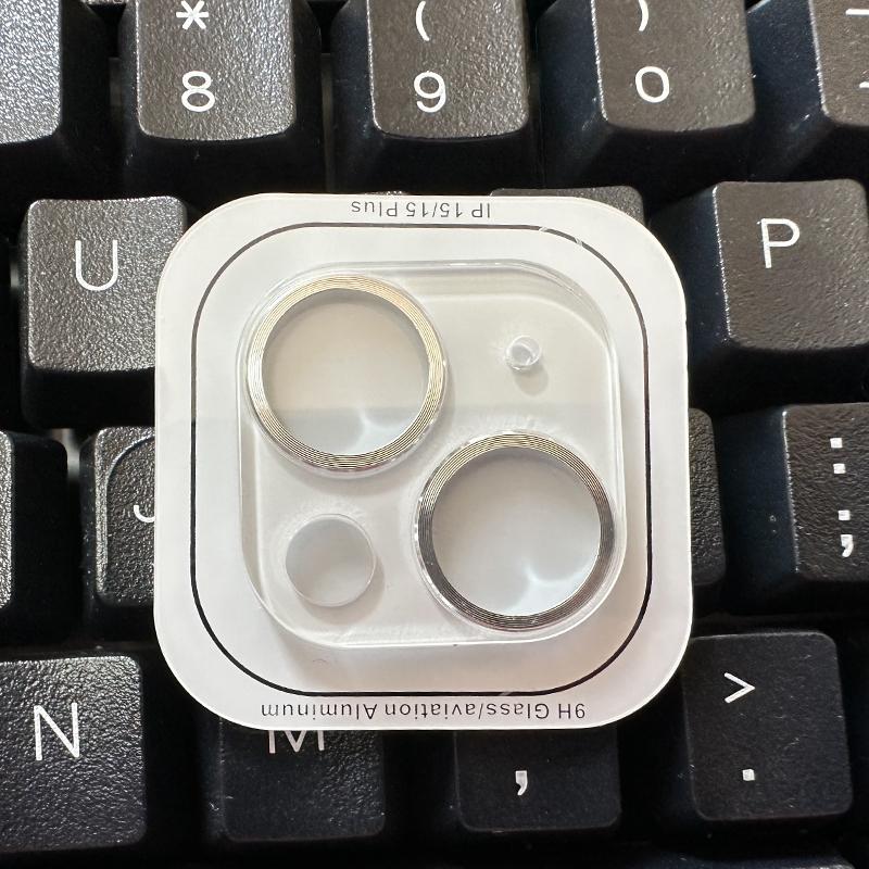 For iPhone 14 15 Pro Max / 14 15 Plus Rear Camera Lens Tempered Glass + Metal Protector Ring