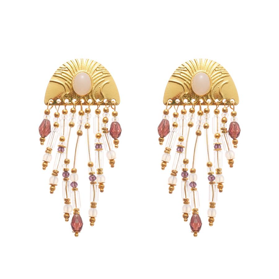 Glas Halbkreis Texturierte Quastenohrringe für Damen 2025 Koreanische Mode High-End Persönlichkeit Temperament Luxus Designer Zirkon