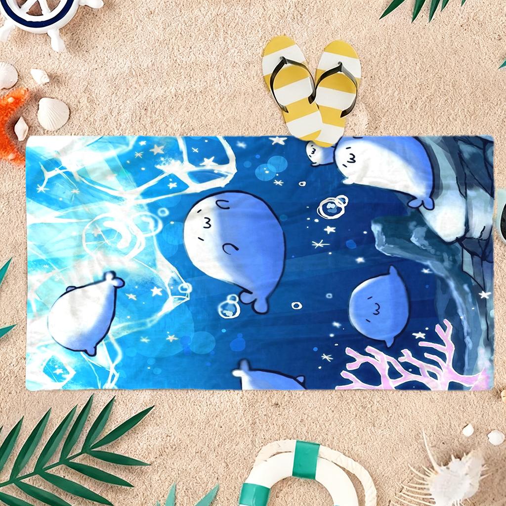 1pc Cartoon Seal Beach Towel Large Quick-drying Towel Suitable for Beach Yoga Pool Gym Sport Towel Summer Gift for Friends