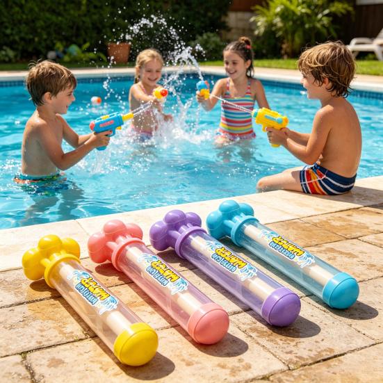 Water Sprayer Pull-out Type Cartoon Shape Kids Water Toy Reusable with Round Handle Sprayer Toy for Pool Games
