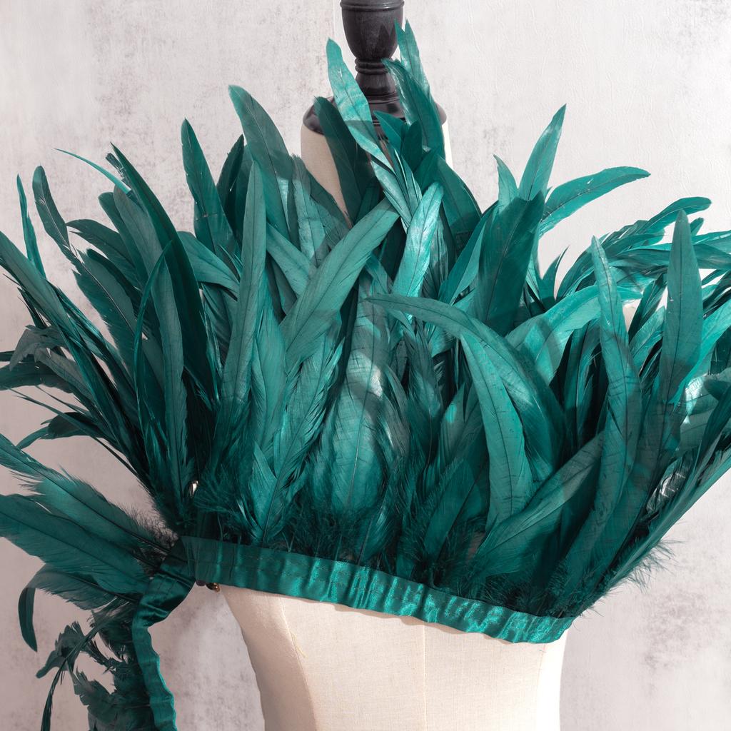 2 Meters/Strip Rooster Tail Cloth Edge Chicken Feather Cloth Strip Performance Dress Skirt Cloth With Shawl Feather Decoration Clothing Accessories