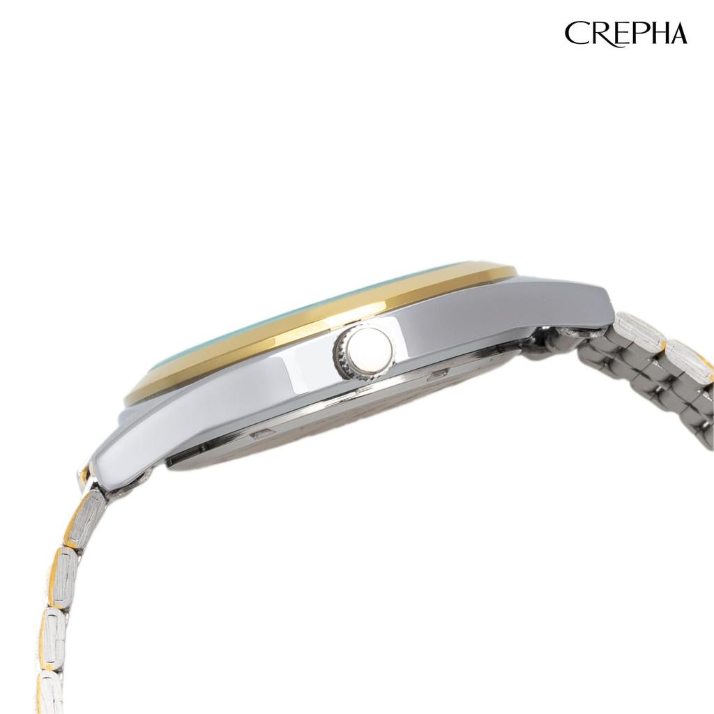 Clefer Serdica Analog White Metal Japanese Silver and Gold Watch, Dial, Strap, Movement, SD-AM327-WTT, Men's,