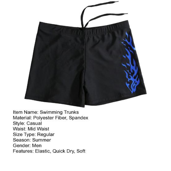 Men Swimming Trunks Quick Dry Soft Elasic Mid Waist Thin Plus Size Soft Breathable Slim Fit Printed Hot Spring Bathing Shorts Summer Beach Shorts