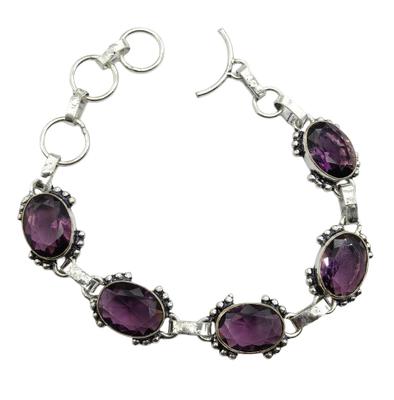Amethyst Gemstone Silver Plated Handmade Bracelet Jewelry BR 66