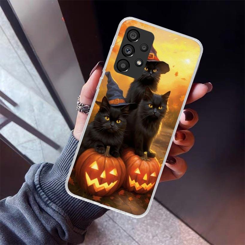 

Black Kitten Halloween Pumpkin Phone Case For Samsung Galaxy A17 A57 A37 A16 A26 A36 A56 A15 A25 A35 A55 A14 A13 A54 A53 A34 A24 Samsung A26