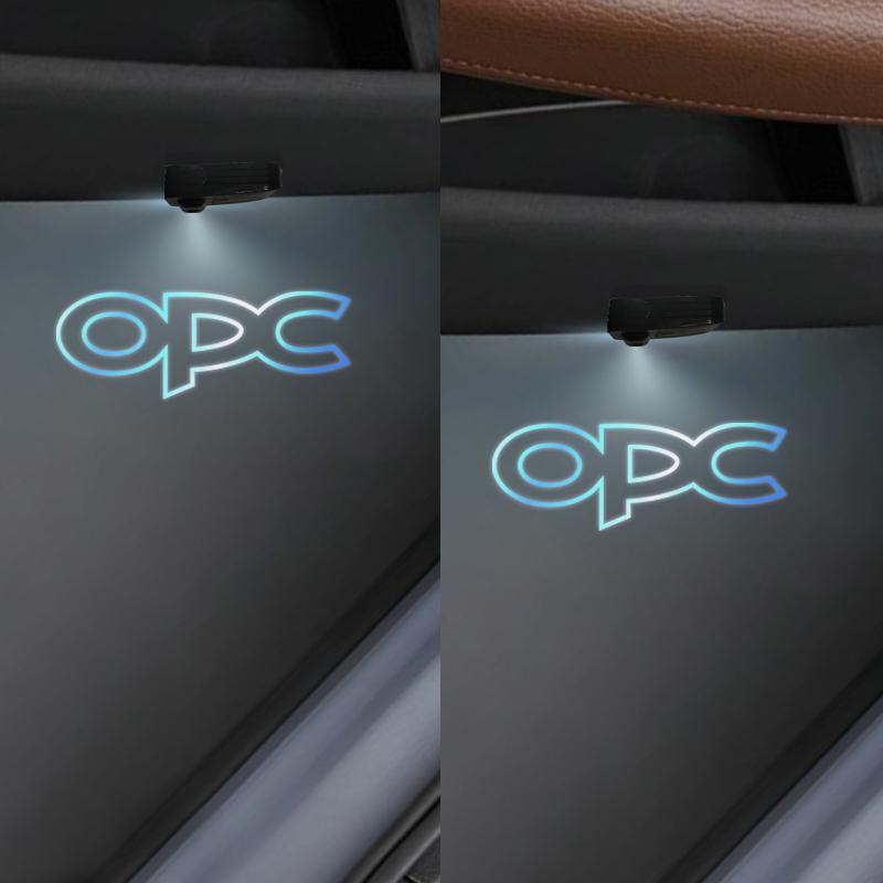 1/2Pcs GTC OPC Line Logo Car Door HD LED Lamps Projector Courtesy Welcome Lights For Opel Adam Astra Insignia Corsa Zafira Mokka