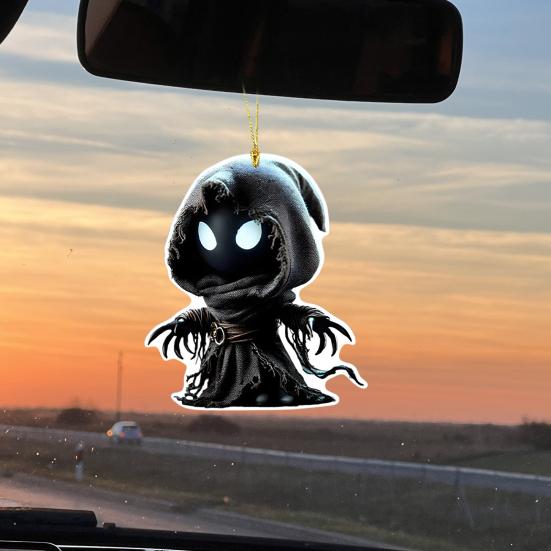 

Cloak Skeleton Man Pendant 2D Flat Acrylic Bag Charm Car Rearview Mirror Ornament Halloween Christmas Tree Decoration A