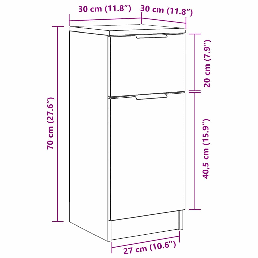 Schwarzer Flur-Beistellschrank, dekorativer Aufbewahrungs- und Ordnungsschrank, Sofabeistellschrank mit Schublade, 30x30x70 cm