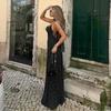 2026 European Summer Women's Polka Dot V-Neck Spaghetti Strap Backless Dress