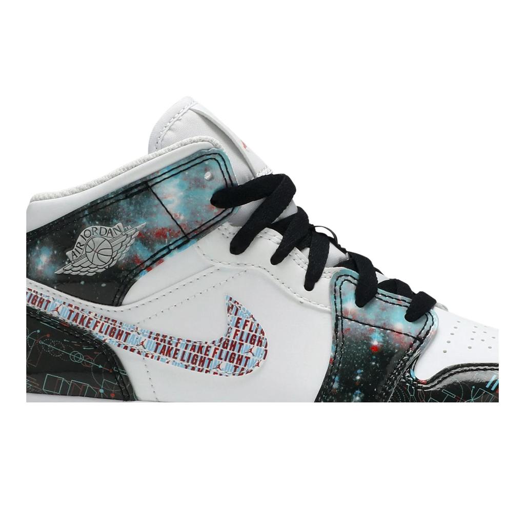 Air Jordan 1 Mid SE Grade School 'Take Flight' (Unisex) White / Bright Crimson / Blue Hero Kids' Basketball Shoes BQ6931 114