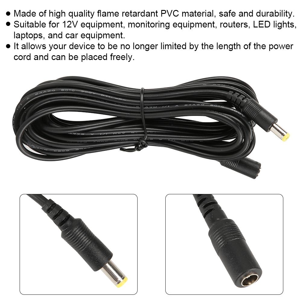 DC 12V 16.4ft Power Extension Cable for CCTV Camera LED Surveillance Camera