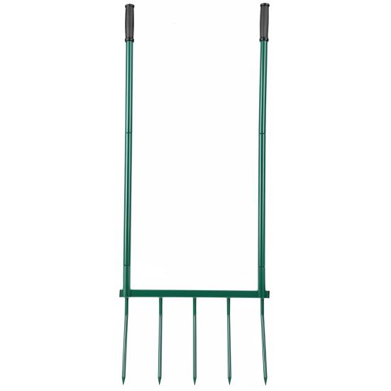 5-Tine Broad Fork Fork Heavy Duty Pitchfork with Dual Handles Garden Hand Tiller Digging for Planting Gardening Soil Aeration