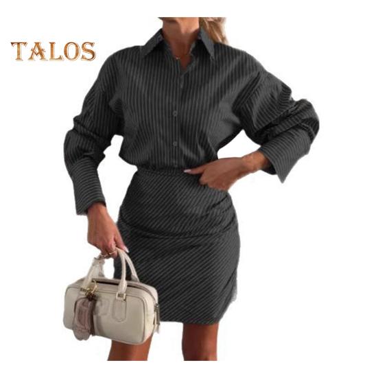 

Сексуальное мини-платье-рубашка для женщин, полосатая блузка с длинным рукавом, застегивающаяся на пуговицы, с V-образным вырезом, короткое платье, облегающее мини-платье с запахом, наряд на весну и лето M чёрный