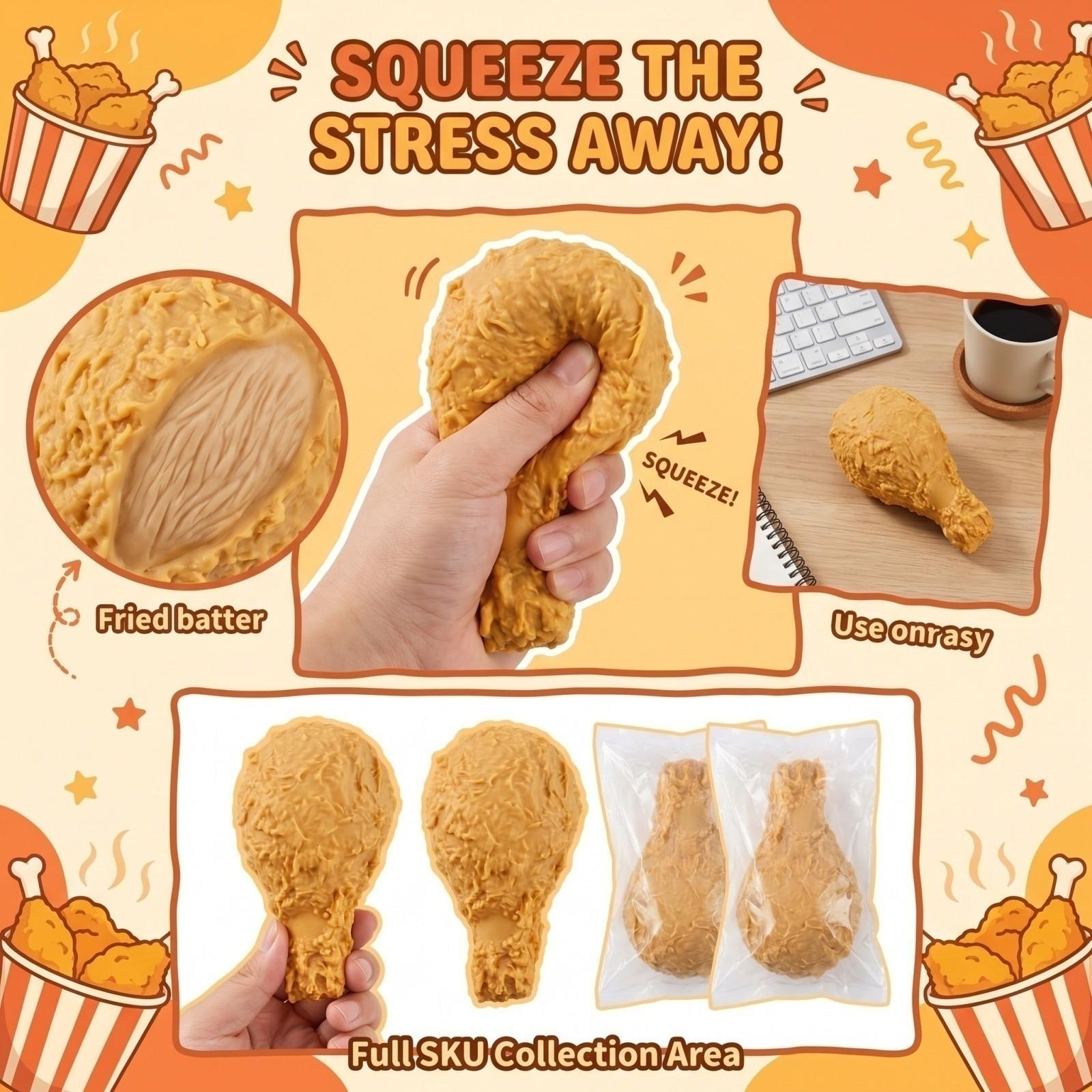 Новинка: Игрушка в форме куриной ножки для снятия стресса и сенсорной игры One Size