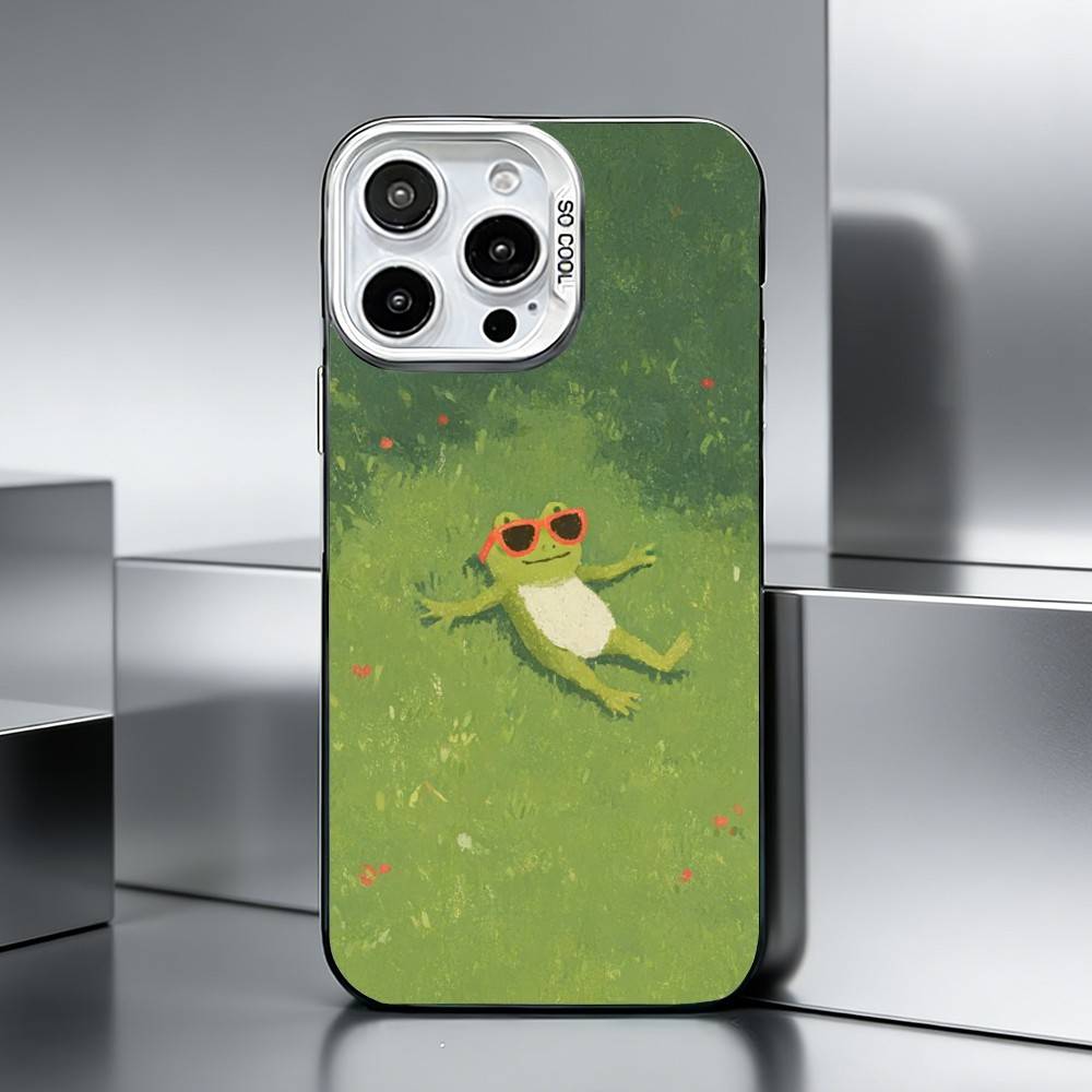 

H-Happy Little Frog Phone Case For iPhone 17,16,15,14,13,12,11 Plus,Pro Max,XS,Colored silver phone case iPhone17air