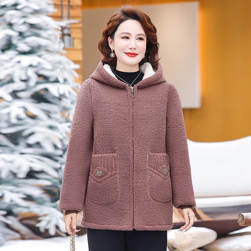 Granular fleece hooded padded jacket, fleece thickened padded jacket, new winter padded jacket