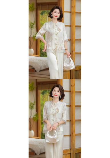 Mom's Trendy Chiffon Short-Sleeve Shirt for Middle-Aged Women - Summer 2026 Collection