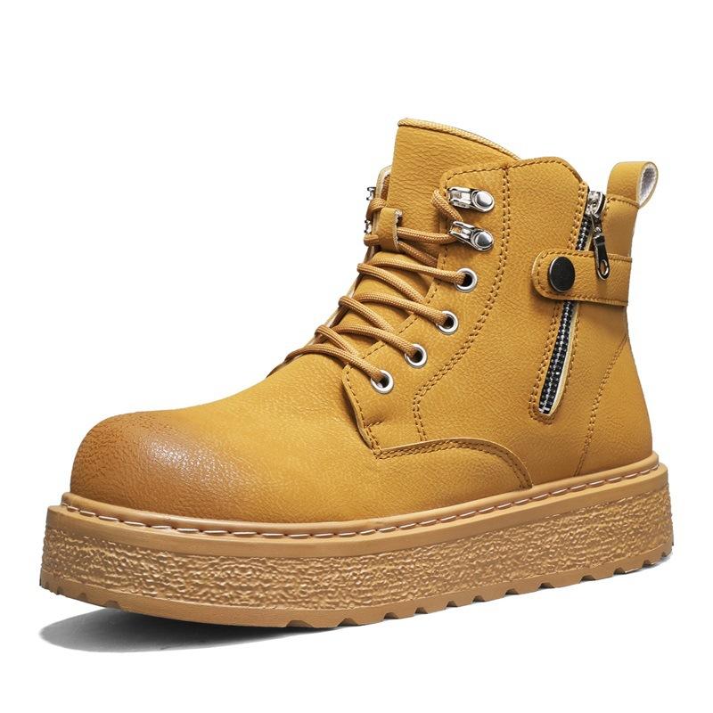 Autumn and winter solid color dirt-resistant high-top Martin boots hard-soled wear-resistant boots outdoor non-slip stitching labor insurance shoes