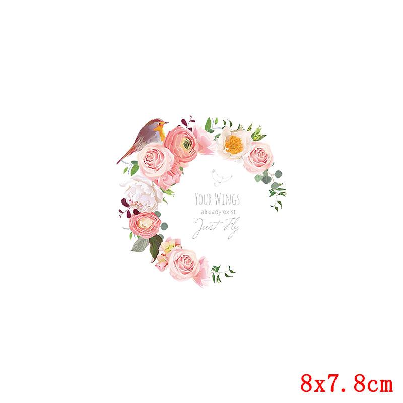 Flower Patch Thermo Sticker On Clothes Patches For T-Shirt Iron On Transfer For Clothing Letters Stripe Applique Thermal Decor