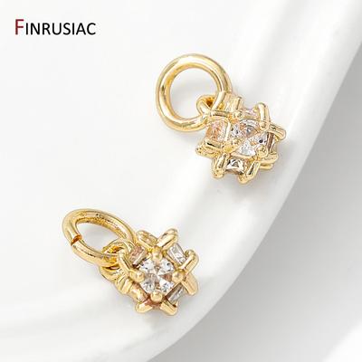 14K Gold Plated Brass Cute Cubic Zircon Charms For DIY Earring Bracelet Making,Mini Charms Pendants for DIY Jewelry Findings