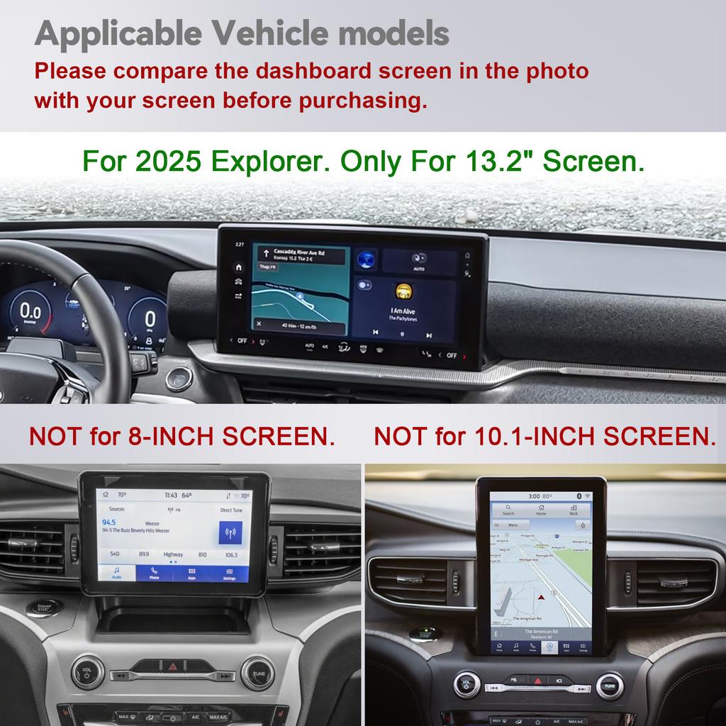 Center Console Dashboard Organizer for 2025-2026 Ford Explorer 13.2-Inch Behind Screen Dash Board Tray Phone Holder Accessories
