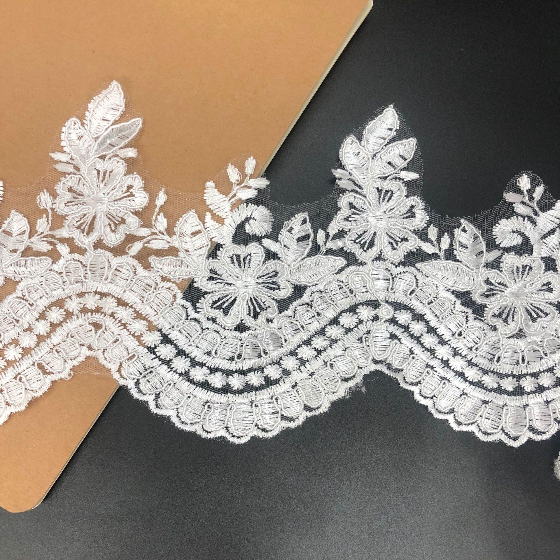 

50Yard Car Bone Embroidery Sequined Lace Accessories High-End Wedding Dress Veil Hair Accessories Handmade Material Lace Height 15Cm Height 15CM & Ben White * Height 15CM