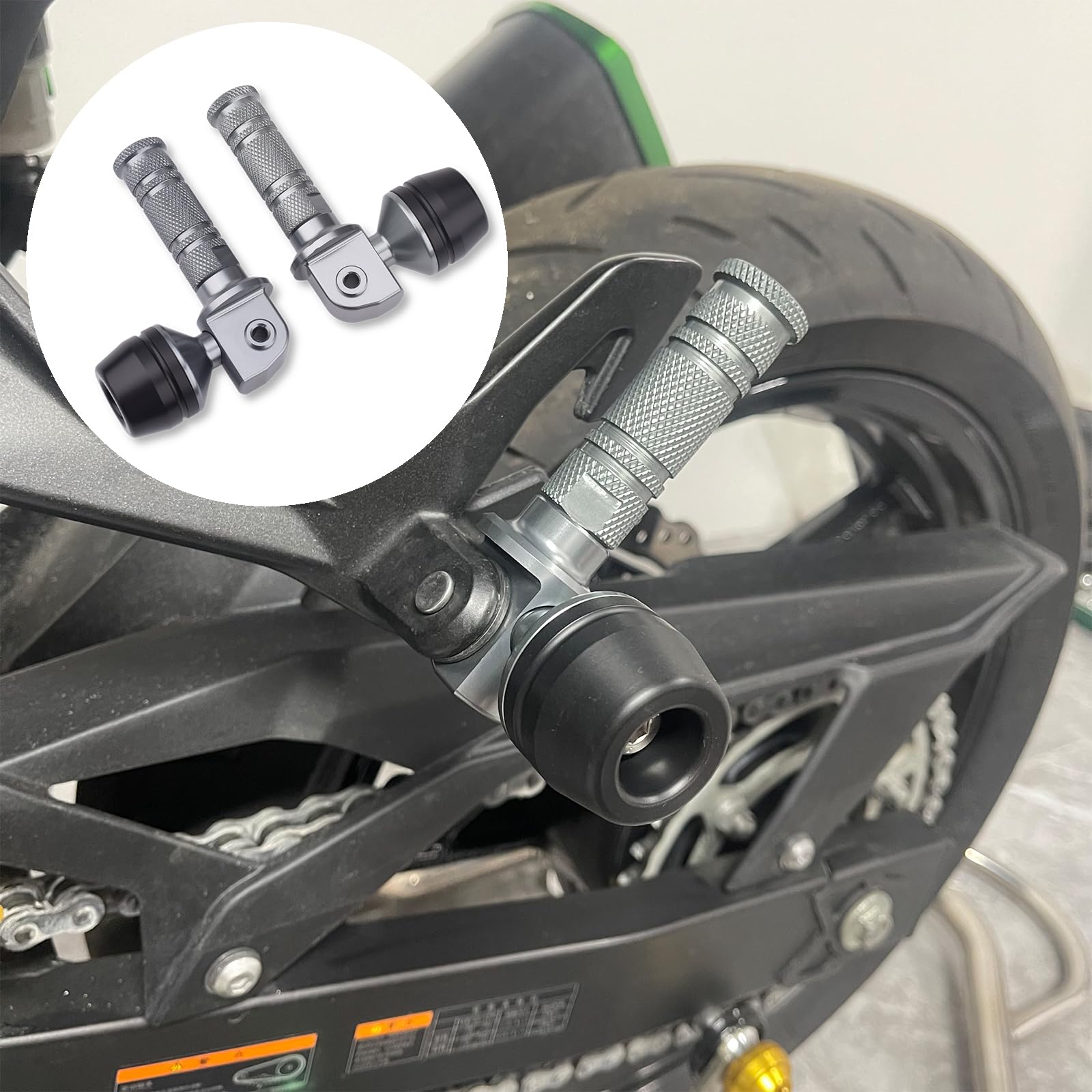 

Слайдер подножки пассажира для мотоциклов Kawasaki ZX-25R/SE, ZX-4R/SE, ZX-4RR, Ninja 250, Ninja 400, Z250 и Z400 (Все модели), алюминий (Серый)