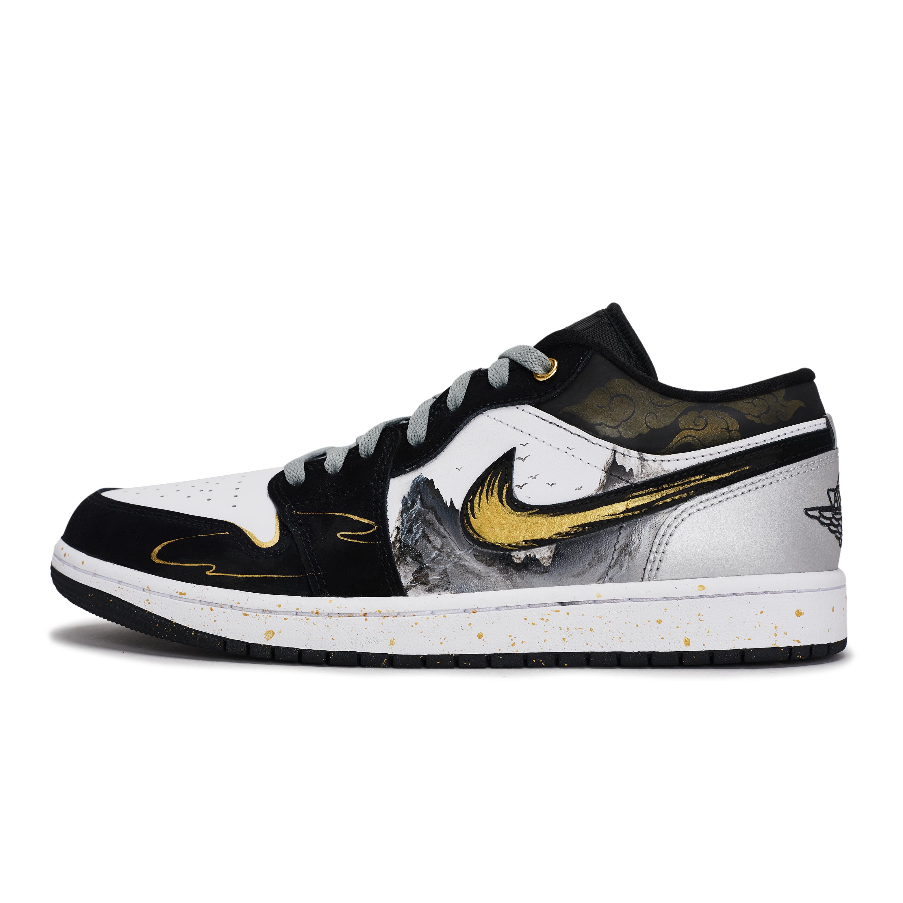 

Jordan Air Jordan 1 Vintage Basketball Shoes Men s Low top Black/White/Silver/Yellow HF3148-106(Team1189-) 44