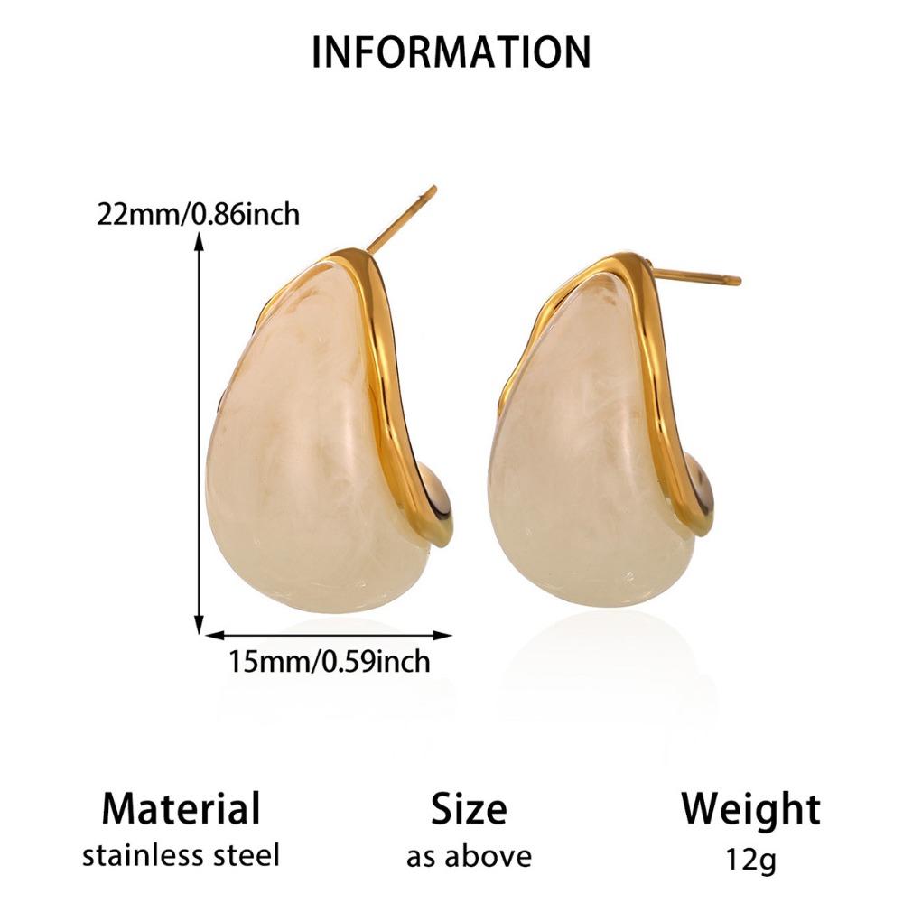 Stainless Steel Resin Amber Earrings Lightweight Hypoallergenic Acrylic Teardrop Earrings Translucent Drop Hoops Translucent