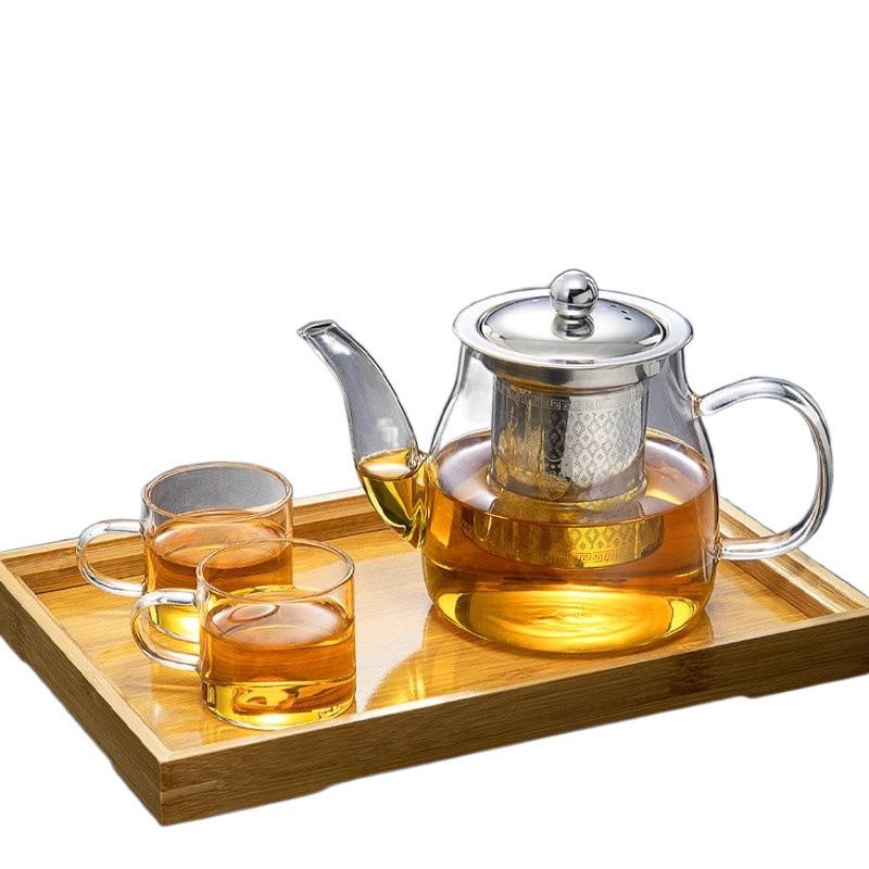 Thickened Glass Household Teapot with Tea and Water Separation Filter