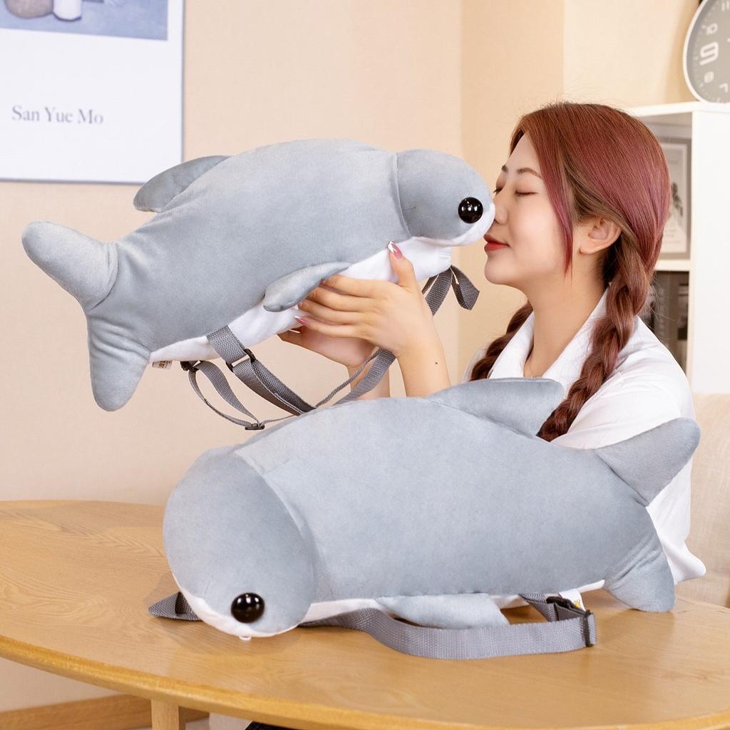 1pc 55cm Cute Hammerhead Shark Plush Backpack Toys Simulation Shark Toys Stuffed Soft Student Backpack For Children Kids Gift