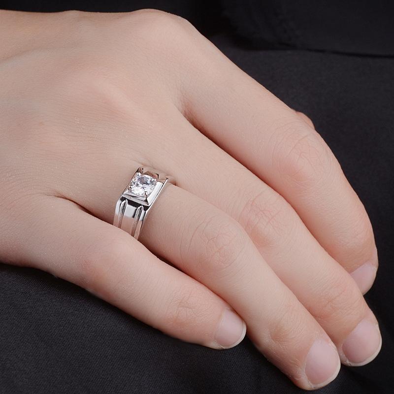 Ring men's domineering open ring micro-set diamond zircon versatile couple ring business wedding men's ring