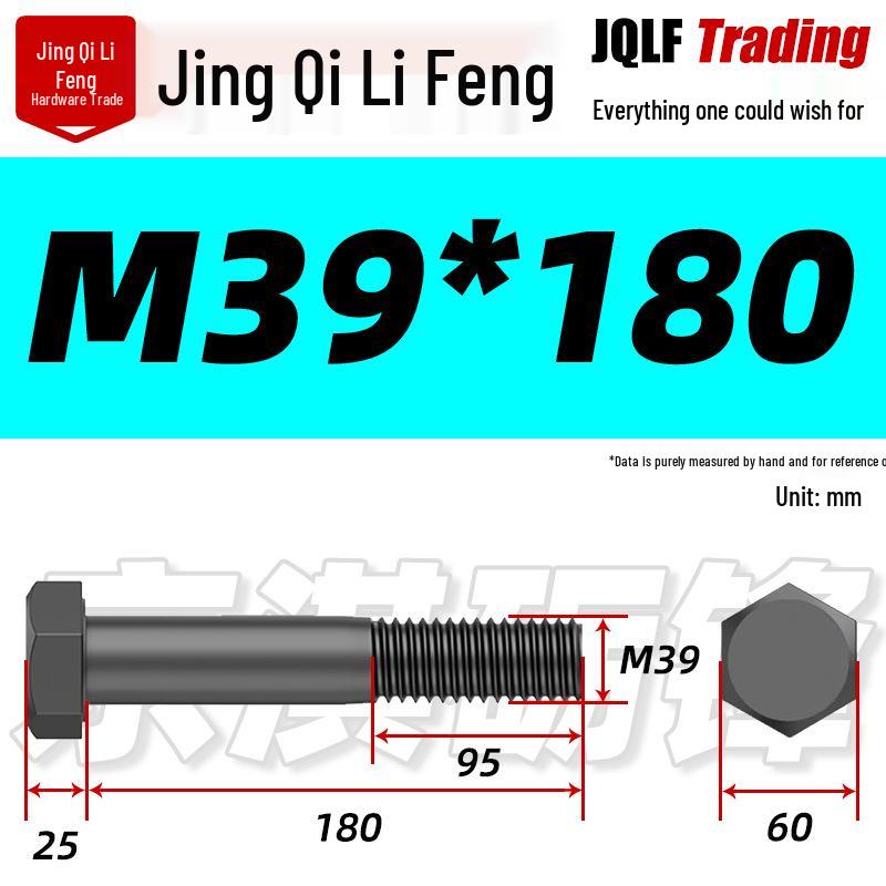 M27-M39 Grade 12.9 Blackened Half-Thread Hexagon Bolt