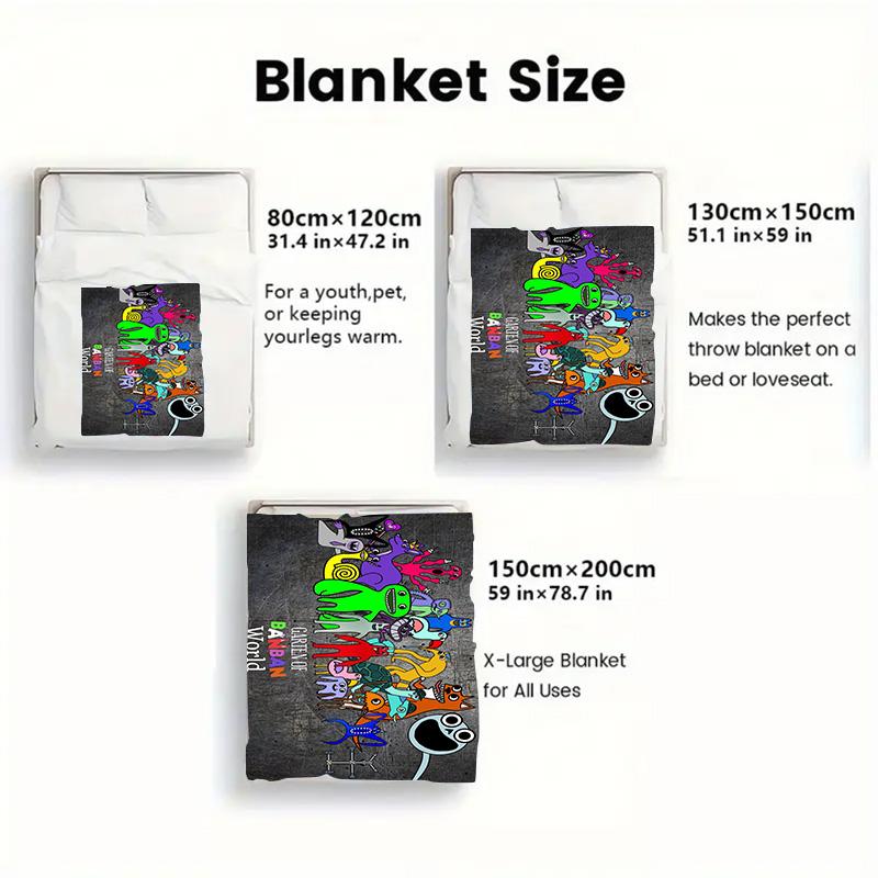 Garten of Banban Cartoon Set 2D Flat Pattern Flannel Blanket High quality All Seasons Warmth and Comfort Perfect for Christmas Gifts.