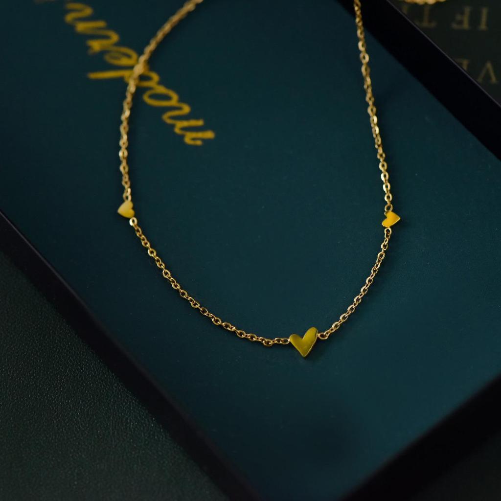 Vergoldete Sterlingsilber Herz-Halskette - Lässige Schlüsselbeinkette für Frauen