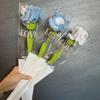 Carnation Crochet Flower Hand Woven Bouquet Artificial Flowers Knitting Flower Rose Teacher's Day Mother's Day Birthday Gift